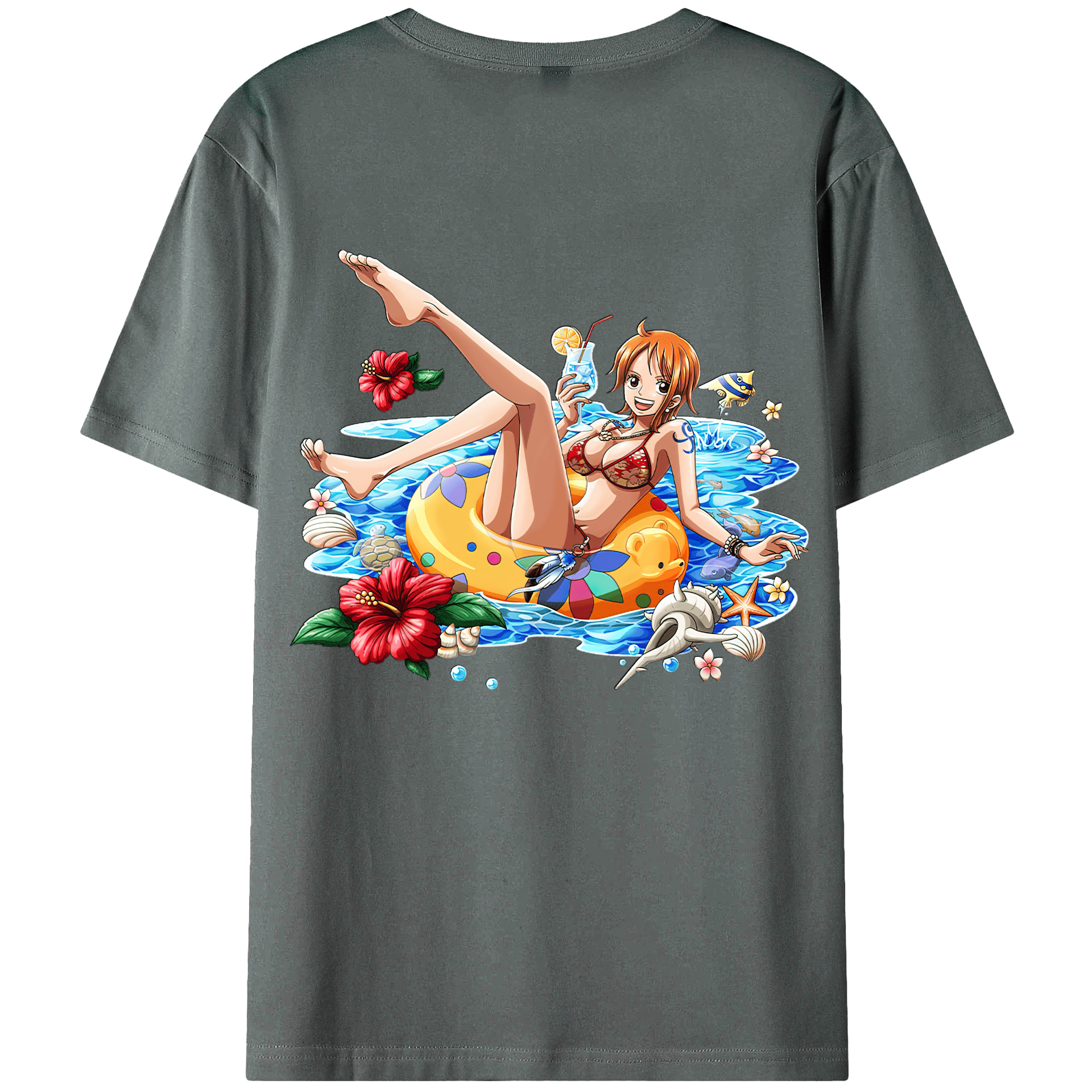 （画像用） ワンピース ナミ ONE PIECE Nami 綿100％ メンズ半袖Tシャツ（バックプリント） 通気性